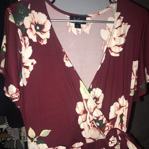 Burgundy dress with flowers